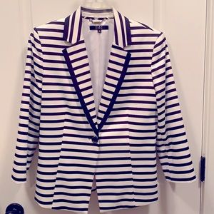 Like new Navy stripe jacket. 3/4 length sleeve. 10